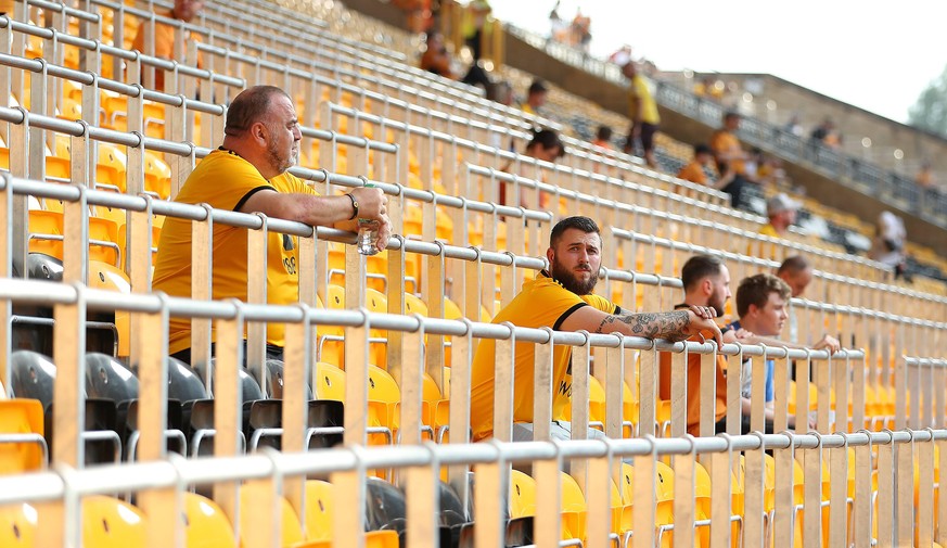 Wolverhampton Wanderers v Crusaders - UEFA Europa League - Second Qualifying Round - First Leg - Molineux Stadium Wolves fans sit in the new safe standing area of Wolverhampton Wanderers Molineux Stad ...