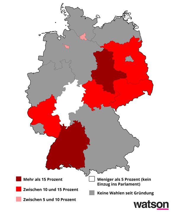 Stand in Deutschland nach den Landtagswahlen vom März 2016.