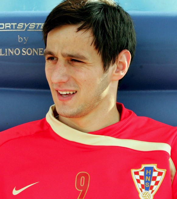 epa01363303 Croatian soccer team player Nikola Kalinic before the friendly soccer match with Moldova in Rijeka, Croatia, on 24 May 2008. The UEFA EURO 2008 kick-offs in Basel on 7th June with the Grou ...
