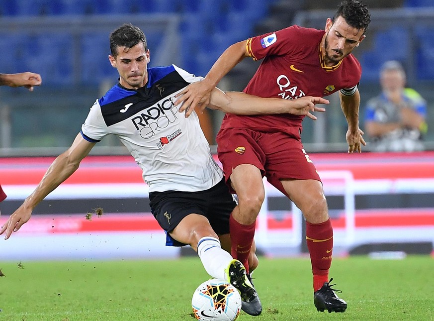 epa07869156 AS Roma&#039;s Alessandro Florenzi (R) vies for the ball with Atalanta&#039;s Remo Freuler during the Italian Serie A soccer match between AS Roma and Atalanta at the Olimpico stadium in R ...