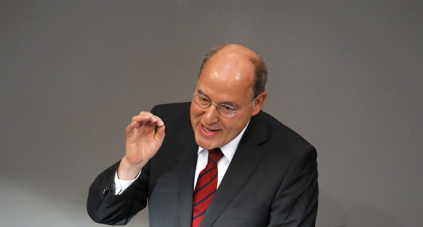 German faction leader of The Left Party Gregor Gysi gestures as he gives his last speech as faction leader at the lower house of parliament Bundestag on Germany&#039;s 2016 budget in Berlin, Germany S ...