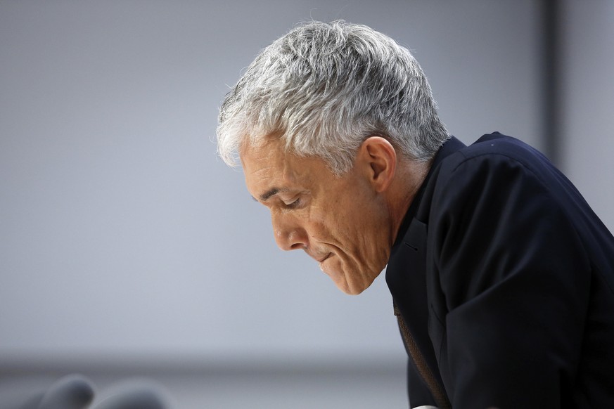 epa08563807 (FILE) - Swiss Federal Attorney Michael Lauber attends a press conference at the Media Centre of the Federal Parliament in Bern, Switzerland, 10 May 2019 (reissued 24 July 2020). According ...