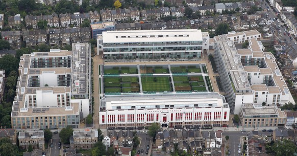 LONDON, ENGLAND - JULY 26: An aerial view of Highbury Stadium the former home of Arsenal Football Club on July 26, 2011 in London, England. (Photo by Tom Shaw/Getty Images)