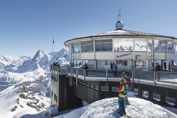 The revolving restaurant Piz Gloria on Mount Schilthorn, pictured on April 1, 2013, in Muerren, Switzerland. Mount Schilthorn with the revolving restaurant Piz Gloria was a filming location of a James ...