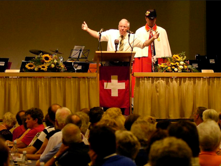 SVP-Bundesrat Blocher bei der 1.-August-Rede 2007 in Schwarzenburg.&nbsp;