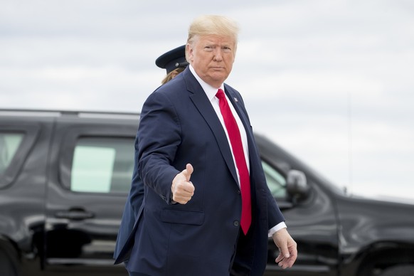 President Donald Trump arrives to board Air Force One at Andrews Air Force Base, Md., Thursday, Oct. 17, 2019, to travel to Fort Worth, Texas. (AP Photo/Andrew Harnik)
Donald Trump