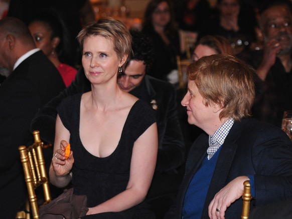 NEW YORK, NY - FEBRUARY 14: Actress Cynthia Nixon (C) and Christine Marinoni attend the Rush HeARTS Education Luncheon at The Plaza Hotel on February 14, 2014 in New York City. (Photo by Bryan Bedder/ ...