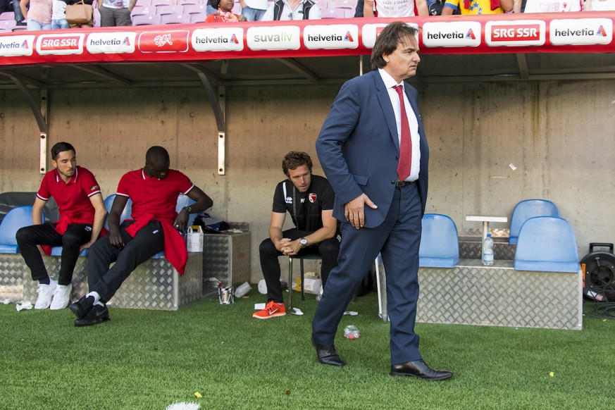 Sion&#039;s president Christian Constantin, reacts during the the Swiss Cup final soccer match between FC Basel 1893 and FC Sion at the stade de Geneve stadium, in Geneva, Switzerland, Thursday, May 2 ...