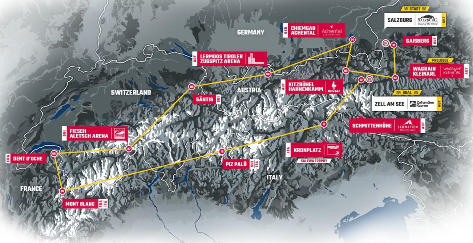 Die Route: Von Österreich über die Schweiz zum Mont Blanc und zurück.