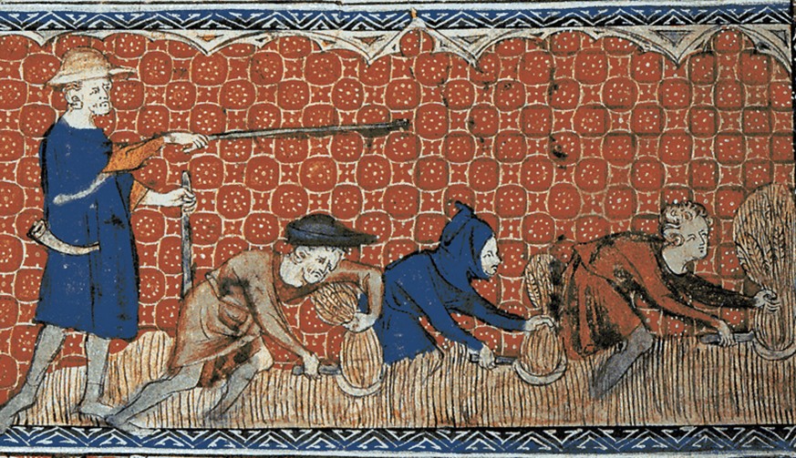 Fronarbeit für den Leibherrn im feudalen England ca. 1310.