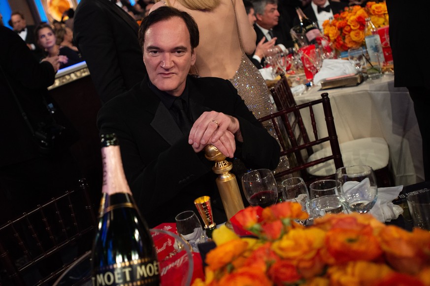 epa08106842 A handout photo made available by the Hollywood Foreign Press Association (HFPA) shows Quentin Tarantino during the 77th annual Golden Globe Awards ceremony at the Beverly Hilton Hotel, in ...