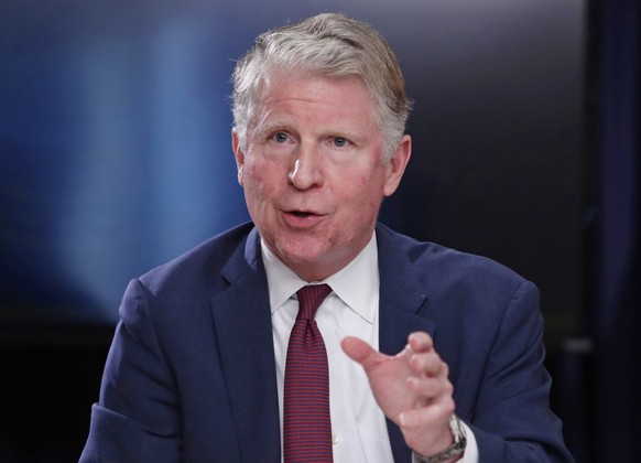 FILE - In this May 10, 2018, file photo, Manhattan District Attorney Cyrus R. Vance, Jr., responds to a question during a news conference in New York. Vance is pushing back against the Justice Departm ...