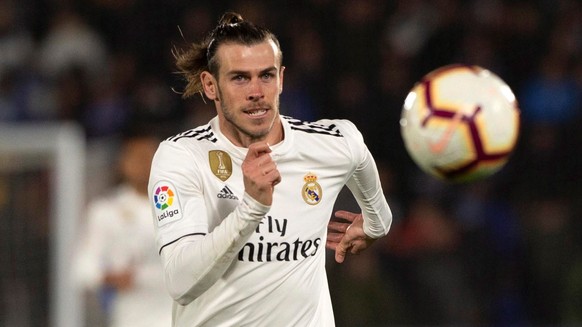 epa07528999 Real Madrid&#039;s Welsh forward Gareth Bale in action during a Spanish LaLiga soccer match between Real Madrid and Getafe at the Alfonso Perez Coliseum in Madrid, Spain, 25 April 2019. EP ...