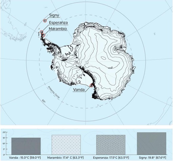 Die Antarktis: Esperanza liegt ausserhalb des antarktischen Polarkreises.