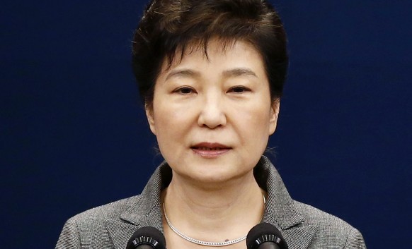 epa05666857 (FILE) A file picture dated 29 November 2016 shows South Korean President Park Geun-Hye during an address to the nation amid increasing calls for her resignation over a corruption scandal  ...