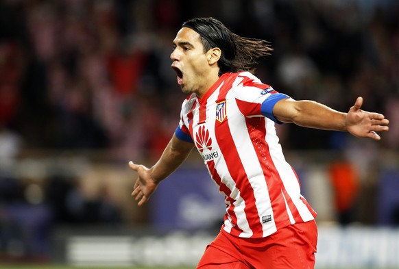 epa04379078 (FILE) A file picture dated 31 August 2012 shows Radamel Falcao then of Atletico Madrid celebrating after scoring a goal against Chelsea FC during the UEFA Super Cup soccer match at Stade  ...