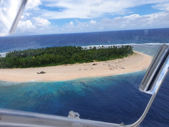 epa08582828 A handout photo made available by the Australian Department of Defence shows an Australian Army ARH-90 Tiger Helicopter landing on Pikelot Island in the Federated States of Micronesia, 02  ...