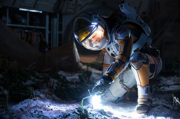 This photo released by 20th Century Fox shows Matt Damon in a scene from the film, &quot;The Martian.&quot; (Giles Keyte/20th Century Fox via AP)