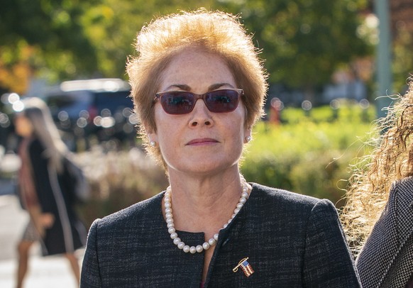 Former U.S. ambassador to Ukraine Marie Yovanovitch, arrives on Capitol Hill, Friday, Oct. 11, 2019, in Washington, as she is scheduled to testify before congressional lawmakers on Friday as part of t ...