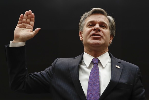 FBI Director Christopher Wray is sworn in to testify during a House Judiciary hearing on Capitol Hill in Washington, Thursday, Dec. 7, 2017, on Oversight of the Federal Bureau of Investigation. (AP Ph ...