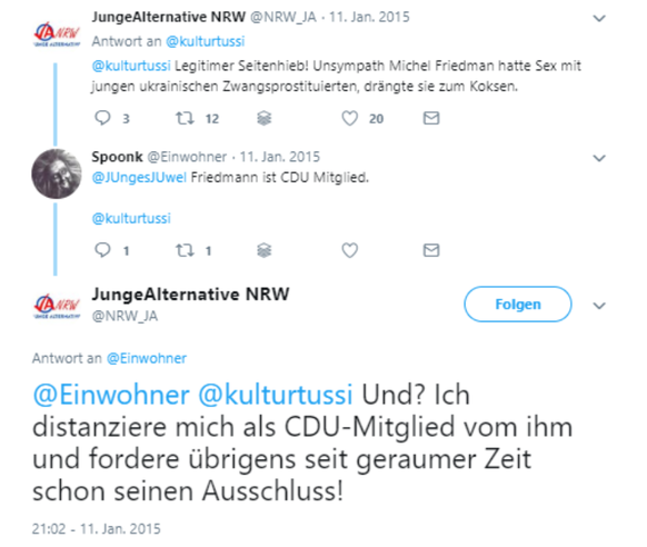 «Ich als CDU-Mitglied»: Die Junge Alternative NRW nutzte einen Account, der vorher als JUngesJUwel einem vermeintlichen Mitglied der Jungen Union gehörte.