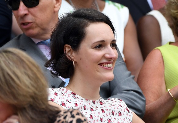 epa07697011 Phoebe Waller-Bridge follows the action on Centre Court during the Wimbledon Championships at the All England Lawn Tennis Club, in London, Britain, 05 July 2019. EPA/ANDY RAIN EDITORIAL US ...
