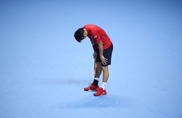 Britain Tennis - Barclays ATP World Tour Finals - O2 Arena, London - 16/11/16 Japan&#039;s Kei Nishikori reacts during his round robin match with Great Britain&#039;s Andy Murray Reuters / Toby Melvil ...