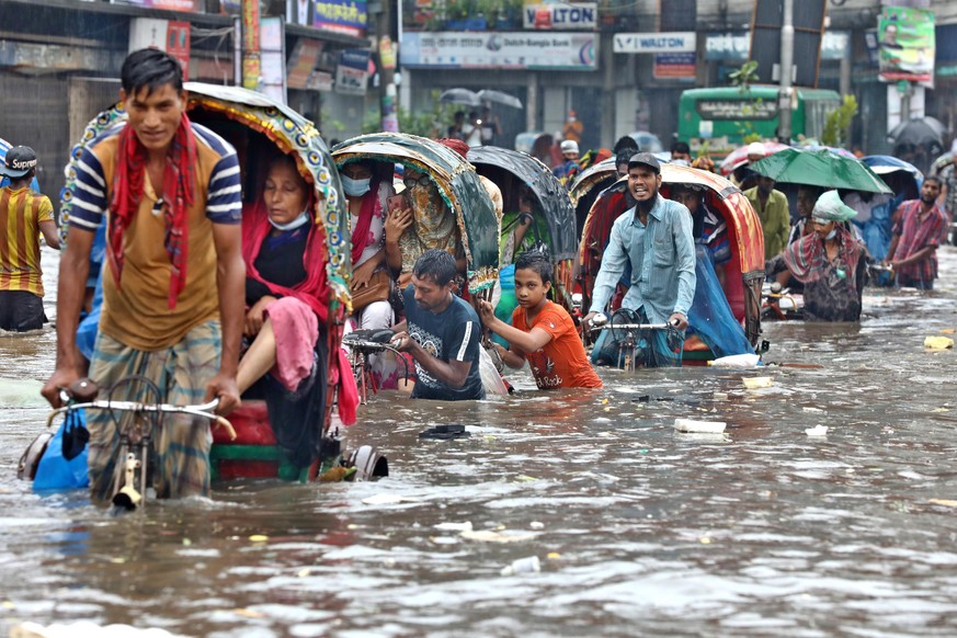 Geflutete Strassen in Dhaka im Juli 2020.