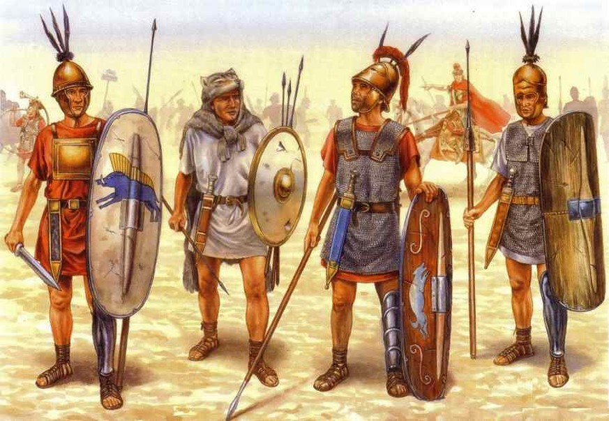 Römische Legionäre in Cannae: Hastati, Velites, Troarii und Principes