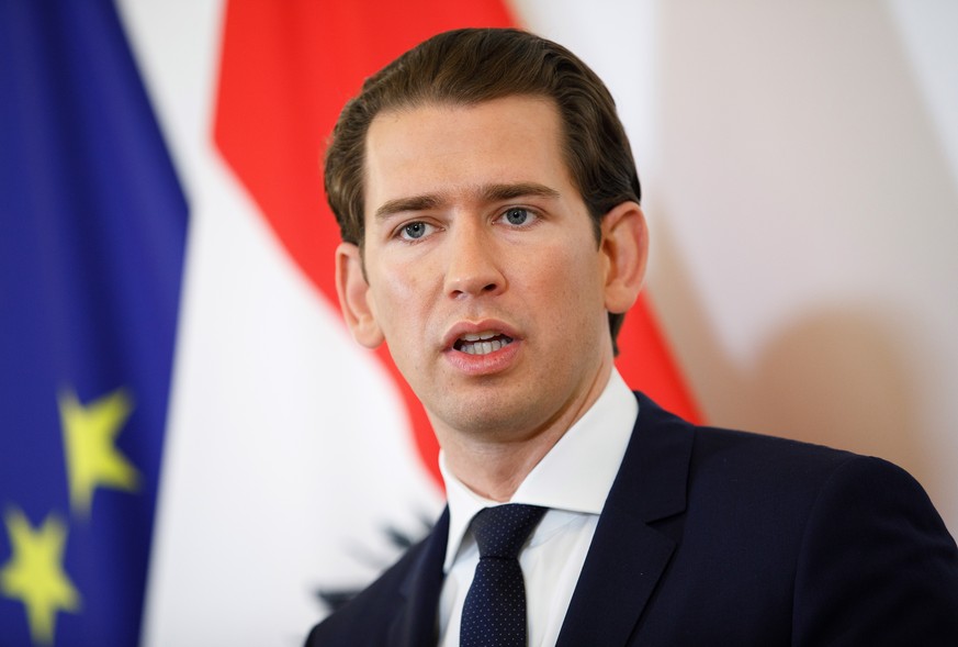 epa07582143 (FILE) - Austrian Chancellor Sebastian Kurz speaks at the Federal Chancellery in Vienna, Austria, 17 May 2019, reissued 18 May 2019. Media reports on 18 May 2019 state that Chancellor Seba ...