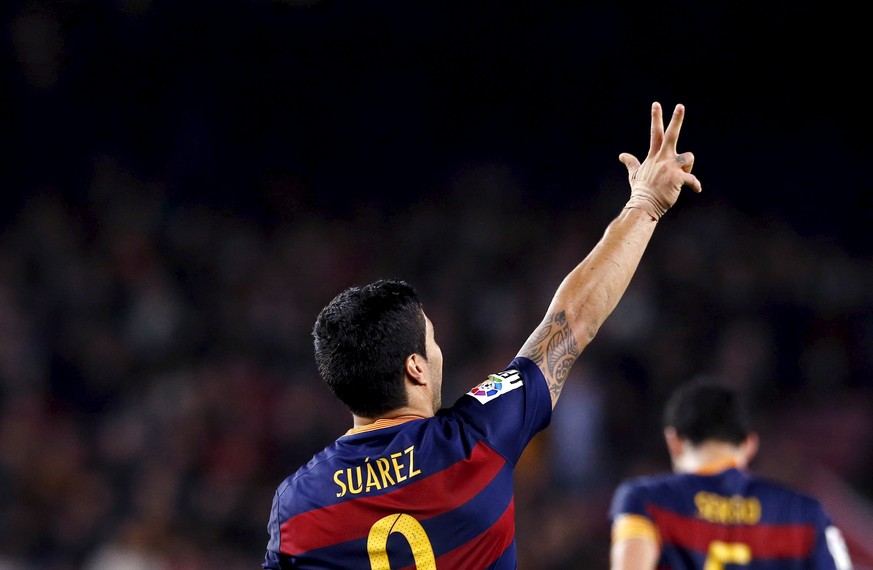 Suarez zeigt es an: Drei Tore hat er erzielt.