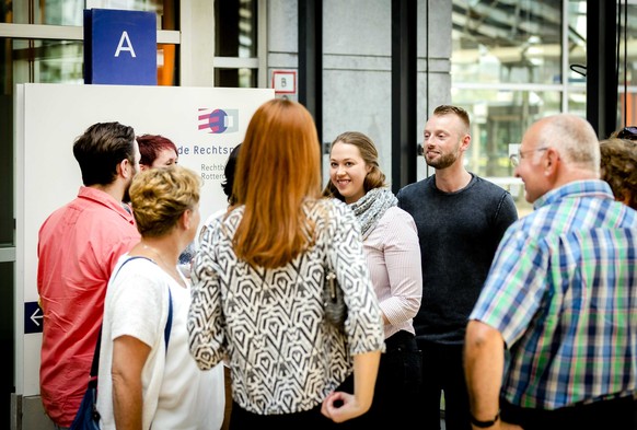 epa06005764 Donor conceived children gather prior to a court decision related to the Jan Karbaat case, in Rotterdam, The Netherlands, 02 June 2017. Parents and their children conceived through	in vitr ...