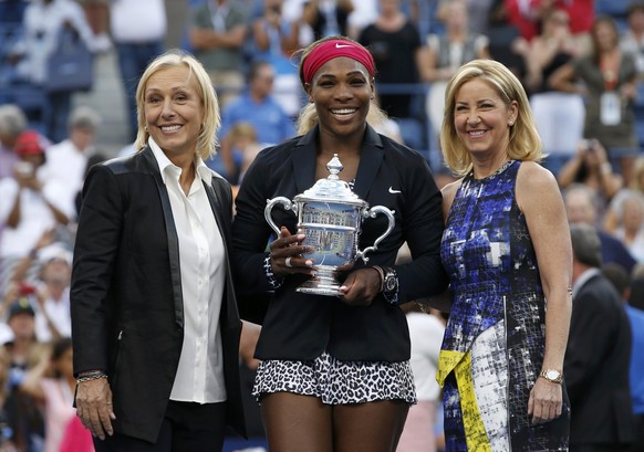 54 Grand-Slam-Titel auf einen Blick: Serena Williams umgeben von Martina Navratilova (links) und Chris Evert.