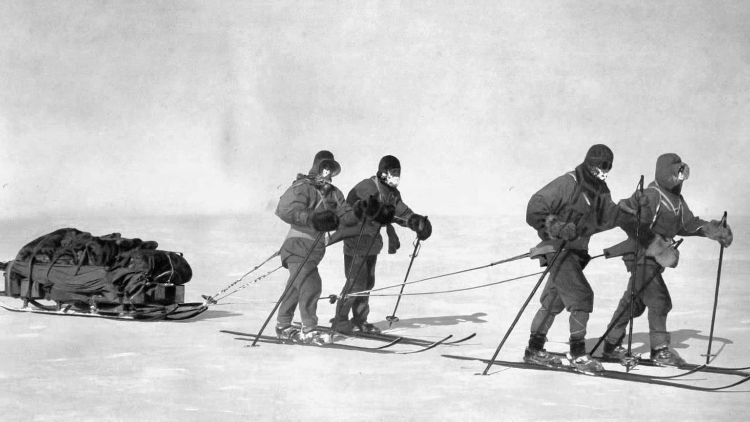 Die Polarabteilung auf der Suche nach der Spur, Februar 1912.