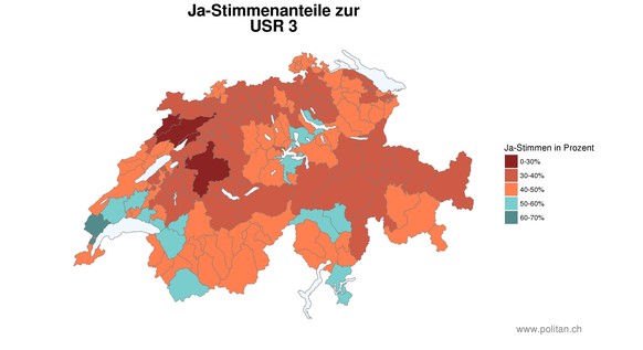 Ja-Anteile in den Wahlbezirken