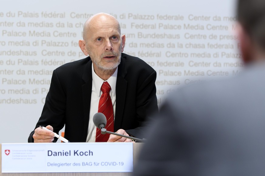 Daniel Koch, Delegierter des BAG fuer COVID-19, spricht waehrend einer Medienkonferenz zur Situation des Coronavirus (COVID-19), am Freitag, 15. Mai 2020 in Bern. (KEYSTONE/Anthony Anex)