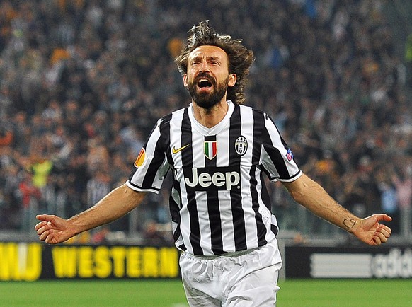 epa08592251 (FILE) - Juventus&#039; Andrea Pirlo celebrates after scoring the opening goal during the UEFA Europa League quarter final second leg soccer match between Juventus FC and Olympique Lyon at ...