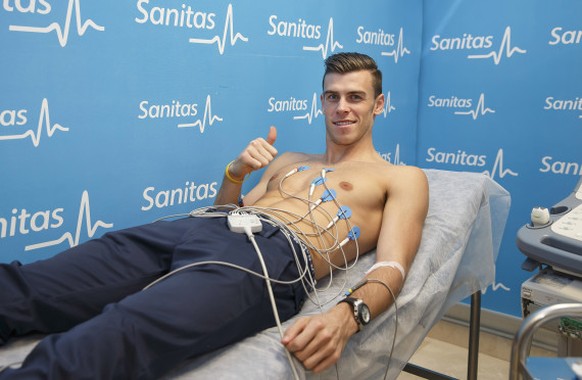 Gareth Bale beim Medizintest in Madrid nach seinem Transfer von Tottenham im September 2013.