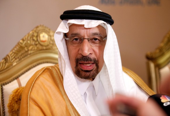 epa07566338 (FILE) - Khalid A. al-Falih Chairman of the JMMC and Minister of Energy Industry and Mineral Resources of the Kingdom of Saudi Arabia talks to media during the Opec and non-Opec Joint Mini ...