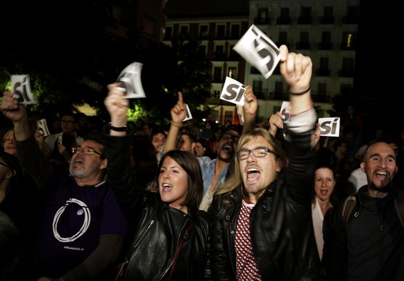 Anhänger der Protestpartei Podemos in Madrid.